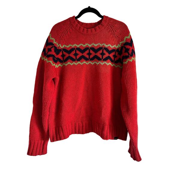 Abercrombie & Fitch y2k Red Wool Christmas Sweater Men’s Size XL - Picture 1 of 7